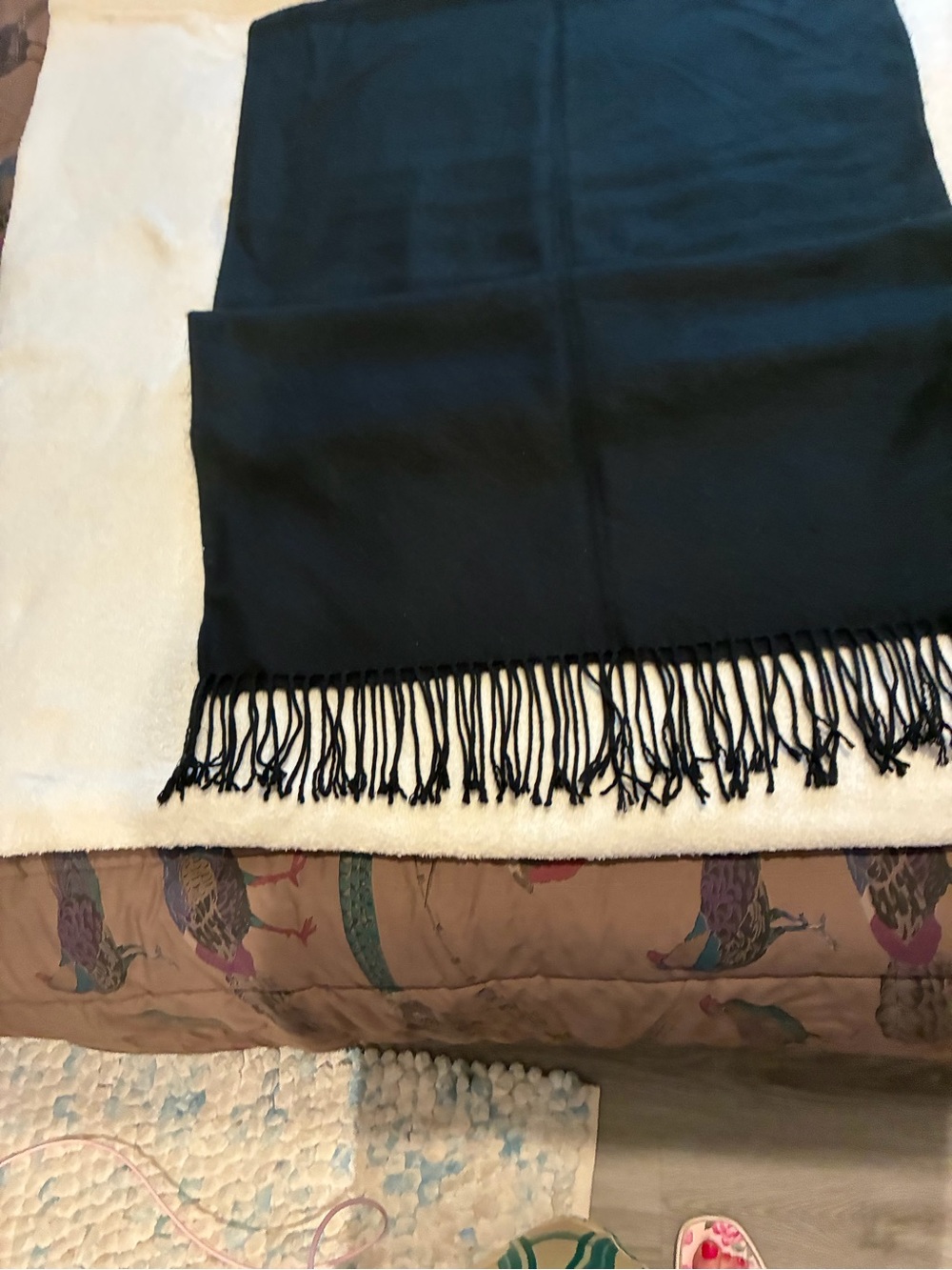 Long Oversized Classic Black Fringe Wrap